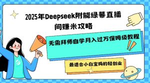 2025年Deepseek附能绿幕直播间挣米攻略无需拜师自学月入过W保姆级教程，最适合小白宝妈的轻创业-网创星球