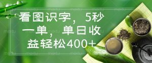 看图识字，5秒一单，单日收益轻松400+-网创星球