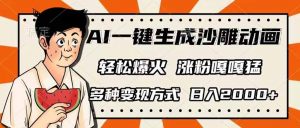AI一键生成沙雕动画，单视频破千万播放，多种变现方式，日入2000+-网创星球