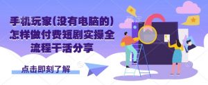 手机玩家(没有电脑的)怎样做付费短剧实操全流程干活分享-网创星球