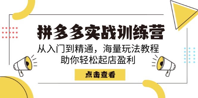 拼多多实战训练营，从入门到精通，海量玩法教程，助你轻松起店盈利-网创星球