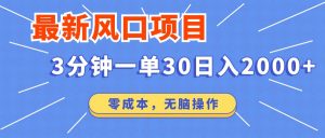 最新短剧项目操作，3分钟一单30。日入2000左右，零成本，无脑操作。-网创星球