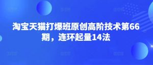 淘宝天猫打爆班原创高阶技术第66期，连环起量14法-网创星球