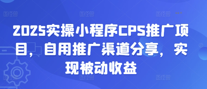 2025实操小程序CPS推广项目，自用推广渠道分享，实现被动收益-网创星球