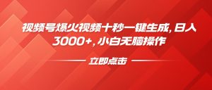 视频号爆火视频十秒一键生成，日入3000+，小白无脑操作-网创星球