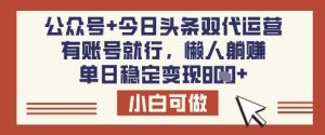 公众号+今日头条双代运营,有账号就行,单日稳定变现8张【揭秘】-网创星球