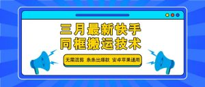 三月最新快手同框搬运技术，无需混剪 条条出爆款 安卓苹果通用-网创星球