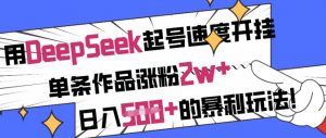 用DeepSeek起号速度开挂，单条作品涨粉2w+，日入5张+的暴利玩法-网创星球