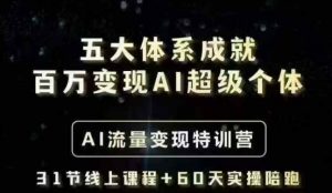 五大体系成就百万变现AI超级个体- AI流量变现特训营,一步一步教你一个人怎么年入百W-网创星球