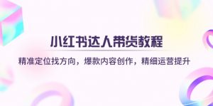 小红书达人带货教程:精准定位找方向,爆款内容创作,精细运营提升-网创星球