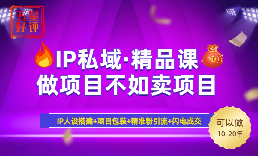 2025年“IP私域·密训精品课”，日赚3000+小白避坑年赚百万，暴力引流…-网创星球
