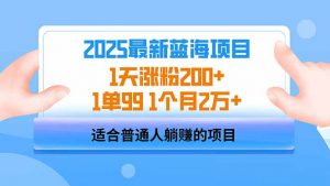 2025蓝海项目 1天涨粉200+ 1单99 1个月2万+-网创星球