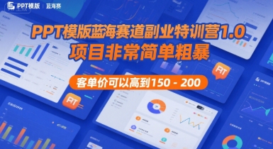 PPT模版蓝海赛道副业特训营1.0，项目非常简单粗暴，客单价可以高到150-200-网创星球