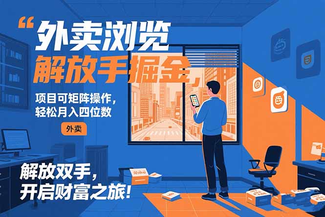 外卖浏览掘金项目 可矩阵操作 轻松日入500+-网创星球