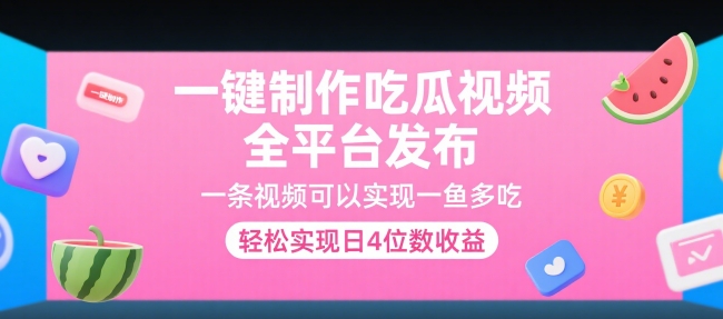 一键制作吃瓜视频，全平台发布，一条视频可以实现一鱼多吃，轻松实现日4位数收益【揭秘】-网创星球
