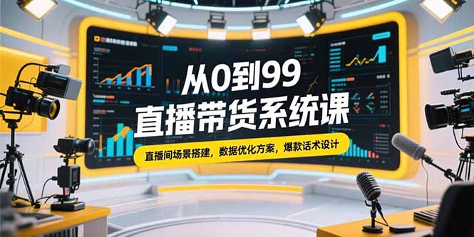 从0到99直播带货系统课，直播间场景搭建，数据优化方案，爆款话术设计-网创星球