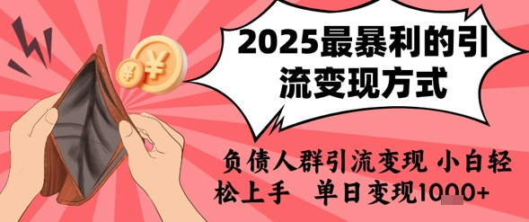 2025年最暴利的引流变现方式，负债人群引流变现，小白轻松上手，日入1k-网创星球