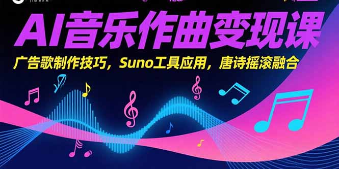 AI音乐作曲变现课，广告歌制作技巧，Suno工具应用，唐诗摇滚融合-网创星球
