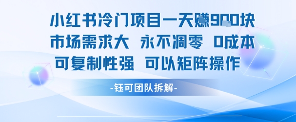 小红书冷门项目一天收益9张，市场需求大，0成本，可复制性强可以矩阵操作-网创星球