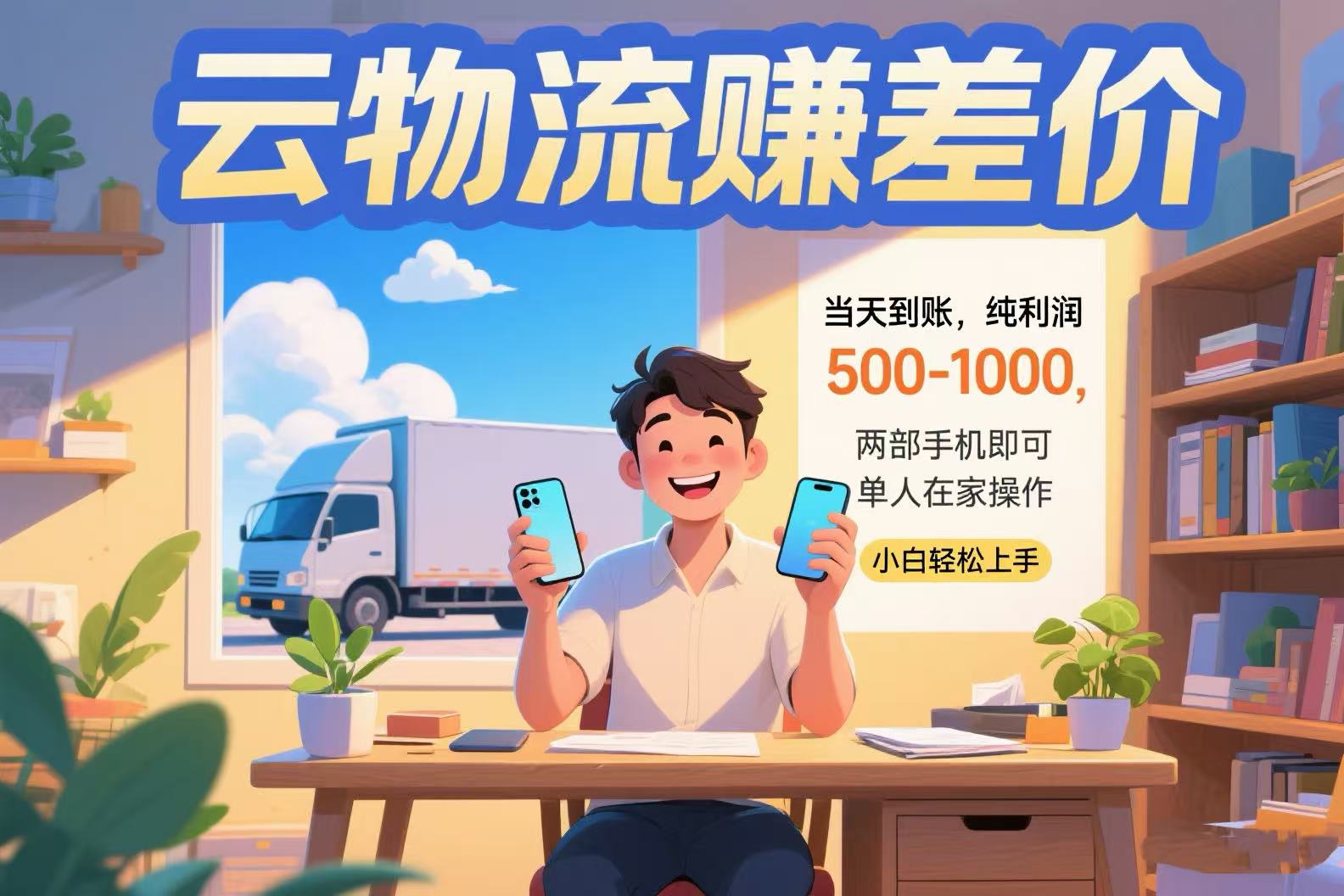 云物流赚差价 当天到账纯利润500-1000 两部手机即可 可单人在家操作 小…-网创星球