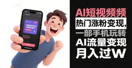 AI短视频热门涨粉变现，一部手机玩转AI流量变现，月入过W-网创星球