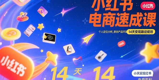小红书虚拟电商速成课：个人定位分析，原创产品开发，14天变现路径规划-网创星球