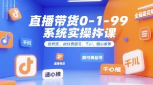 直播带货0~1~99系统实操课,自然流、微付费起号、千川、随心推等,直播带货全链路完整逻辑-网创星球