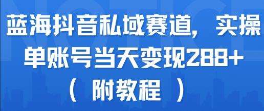蓝海抖音私域赛道，实操单账号当天变现288+(附教程)-网创星球