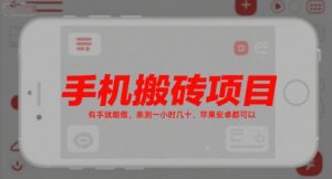 手机搬砖项目，有手就能做，亲测一小时几十，苹果安卓都可以-网创星球