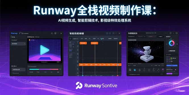 Runway全栈视频制作课：AI视频生成，智能剪辑技术，影视级特效处理系统-网创星球