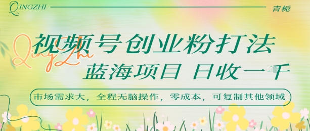 视频号创业粉打法，日入1k，蓝海项目，市场需求大，全程无脑操作，可复制-网创星球