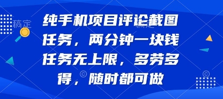 纯手机项目评论截图任务，两分钟一块钱 任务无上限多劳多得，随时随地都能做【揭秘】-网创星球