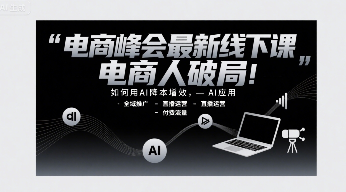 电商峰会最新线下课，电商人破局，如何用AI降本增效，AI应用-全域推广-直播运营-付费流量-网创星球