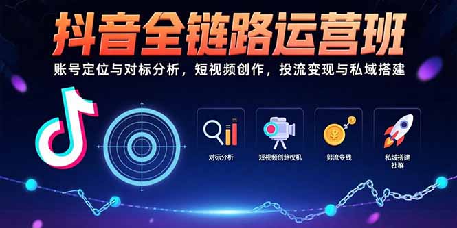 抖音全链路运营班：账号定位与对标分析，短视频创作，投流变现与私域搭建-网创星球