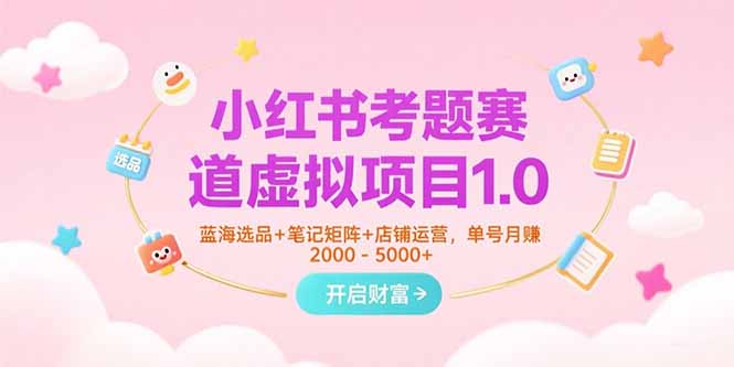 小红书考题赛道虚拟项目1.0，蓝海选品+笔记矩阵+店铺运营，单号月赚5000+-网创星球