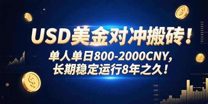USD美金对冲搬砖!单人单日800-2000CNY，长期稳定运行8年之久!-网创星球