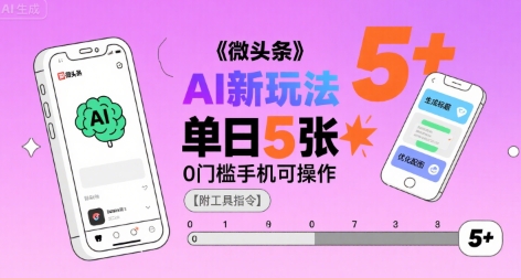 微头条AI新玩法，小白单日5张+，0门槛手机可操作【附工具指令】-网创星球