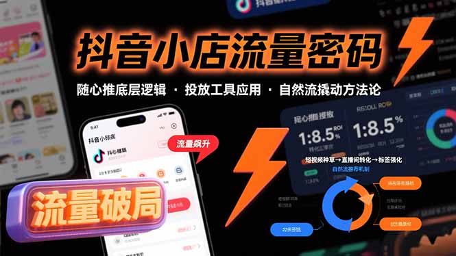 抖音小店流量密码，随心推底层逻辑，投放工具应用，自然流撬动核心方法论-网创星球