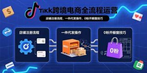 TikTok跨境电商全流程运营：店铺注册流程，一件代发操作，0粉开橱窗技巧-网创星球