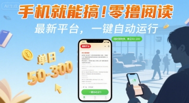 手机就能搞！零撸阅读挂G，最新平台，一键自动运行，随时随地挣，单日50-3张+【揭秘】-网创星球