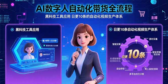 AI数字人自动化带货全流程：黑科技工具应用 日更10条的自动化视频生产体系-网创星球