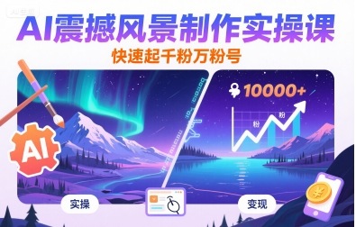 AI震撼风景制作实操课，快速起千粉万粉号-网创星球