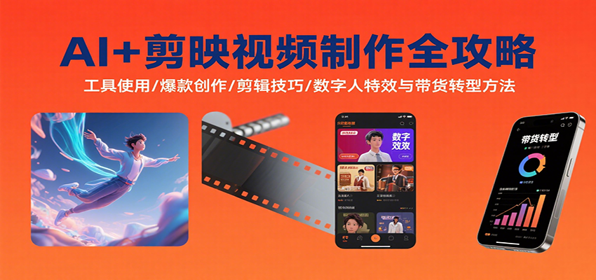 图片[1]-AI+剪映视频制作全攻略：工具使用/爆款创作/剪辑技巧/数字人特效与带货转型方法-网创星球