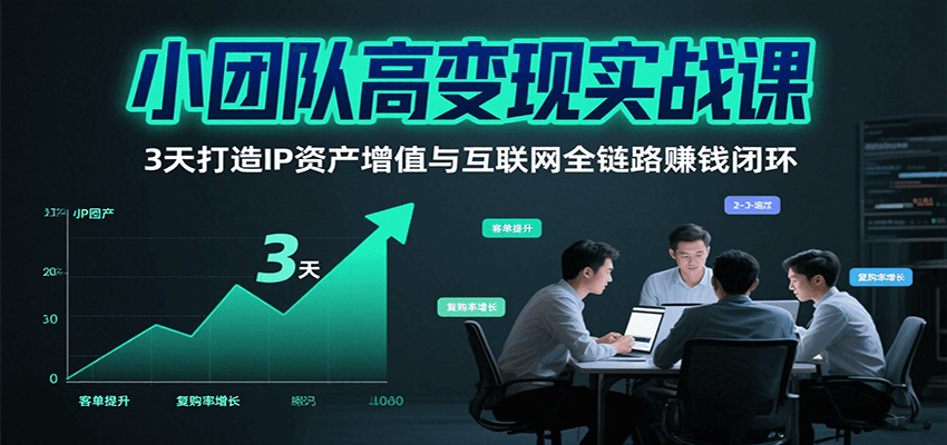 小团队高变现实战课，3天打造IP资产增值与互联网全链路赚钱闭环(第二期)-网创星球