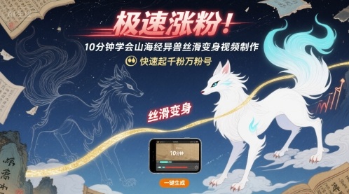 极速涨粉！10分钟学会山海经异兽丝滑变身视频制作，快速起千粉万粉号-网创星球