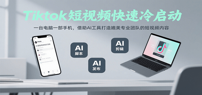 Tiktok短视频快速冷启动，一台电脑一部手机，借助AI工具打造媲美专业团队的短视频内容-网创星球