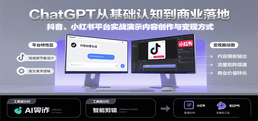 ChatGPT从基础认知到商业落地，实战演示抖音、小红书等平台的内容创作与变现-网创星球