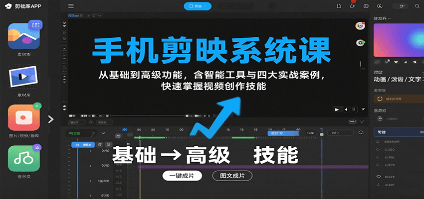 图片[1]-手机剪映系统课，从基础到高级功能，含智能工具与四大实战案例，快速掌握视频创作技能-网创星球