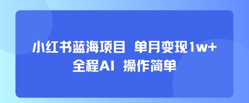 小红书蓝海项目 单月变现1w+ 全程AI 操作简单-网创星球