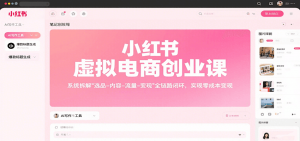 小红书虚拟电商创业课，系统拆解选品-内容-流量-变现，实现零成本变现-网创星球